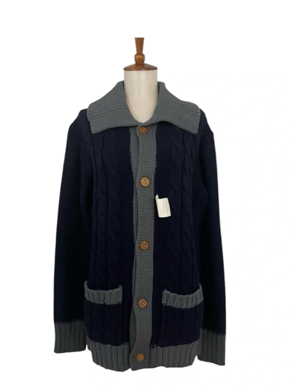 Vintage 100% Wool Cardigan Women’s M Long Sleeve Button Down Cable Knit - Picture 1 of 8